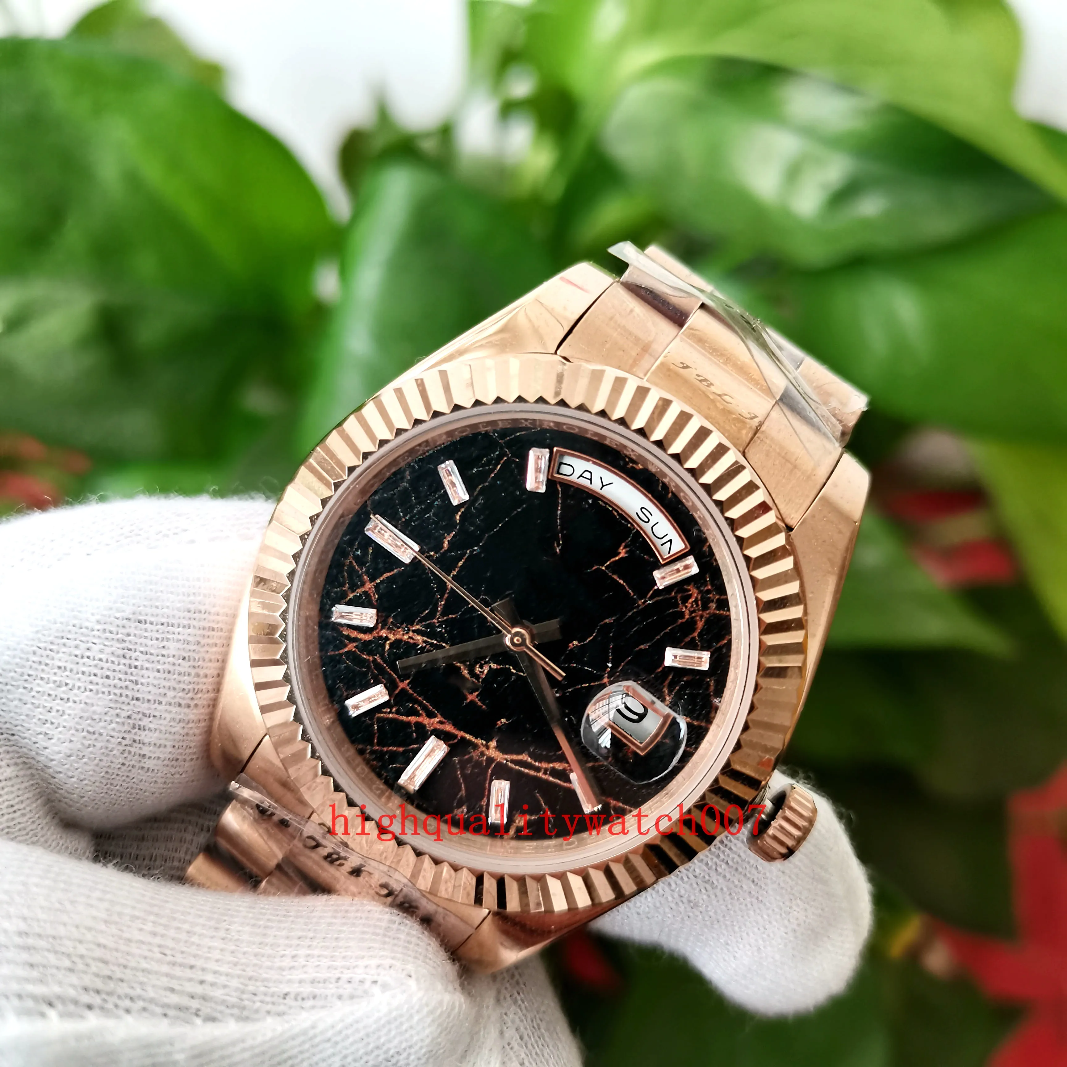 Wysokiej jakości moda męska zegarki na rękę m228235-0045 228235 czekoladowa tarcza 40mm ETA 2813 ruch automatyczny 18ct Everose złota bransoleta ze stali nierdzewnej zegarki