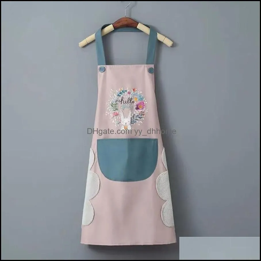 Apron women`s kitchen waterproof and oil-proof summer household can wipe hands cute fashion new cooking work ladies sleeves