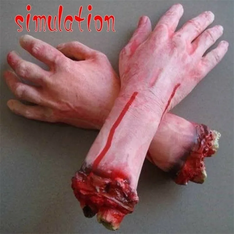 1pcs como corte de terror sangrento Fake Latex Tamanho da vida braço Arm Hand Scary Halloween Prop Haunted Party Decoration 220812