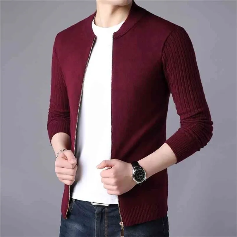 Automne Hiver Pull pour hommes Veste pour hommes Pulls de couleur unie Tricots Chaud Sweatercoat Cardigans Hommes Vêtements 210804