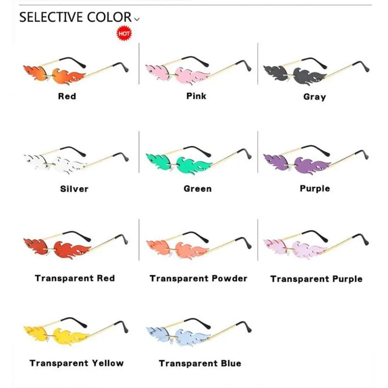 Outdoor Eyewear Mode Fire Flame Sunglasses Wave Shape Lens Trendy Anti-UV Vintage Oogglazen Fietsen Accessoires