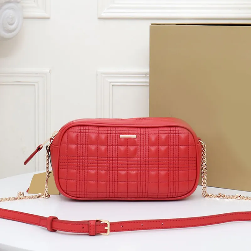 Quilted Camera Bag Crossbody Bag Women Chain Shoulder Bags Plain Handbag Thread Genuine Leather