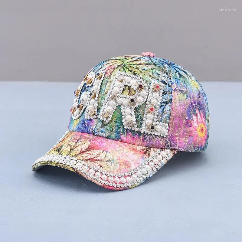 Visiere Frauen Licht Luxus Pailletten Kappe Outdoor Freizeit Perlen Baseball Caps Mädchen Druck Hip Hop Hut Diamant Inlay Glänzende CapsVisors Davi22