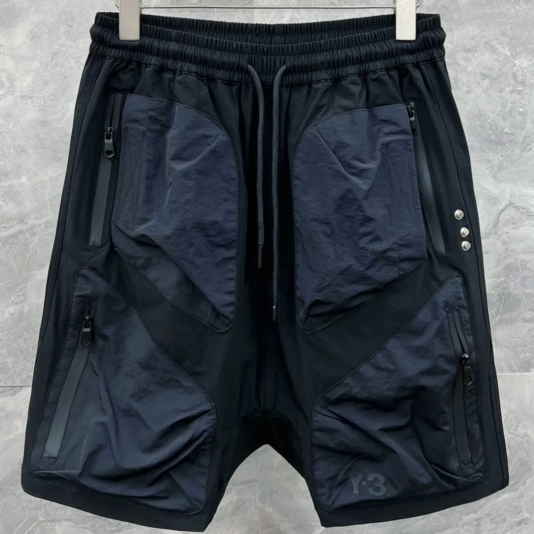 Homens shorts y3 High Street Funcional Impressão Zipper Luz casual de verão e confortável com bolsos múltiplos