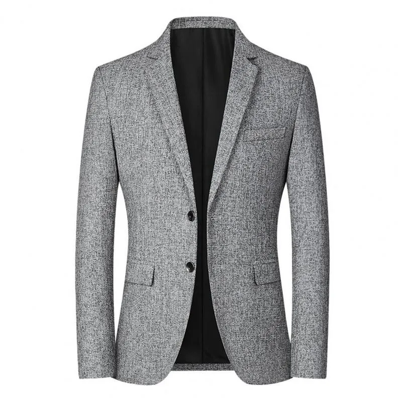 Mannen blazer effen kleur single breasted herfst winter twee knoppen zakken pak jas voor bruiloft 220409