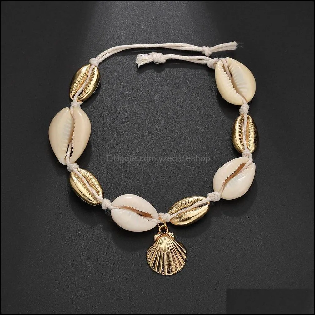 Bohemian Turtle Shell Summer Beach Anklet For Women Tortoise Seashell charm String beads chains Ankle bracelets on Leg Boho Jewelry