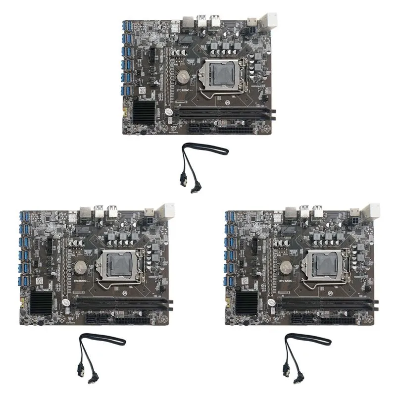 اللوحة الأم BTC Mining Motherboard مع CABLE SATA 12XPCIE إلى USB3.0 بطاقة الرسومات SLOT LGA1151 تدعم DDR4 DIMM Rammotherboards Motherbo