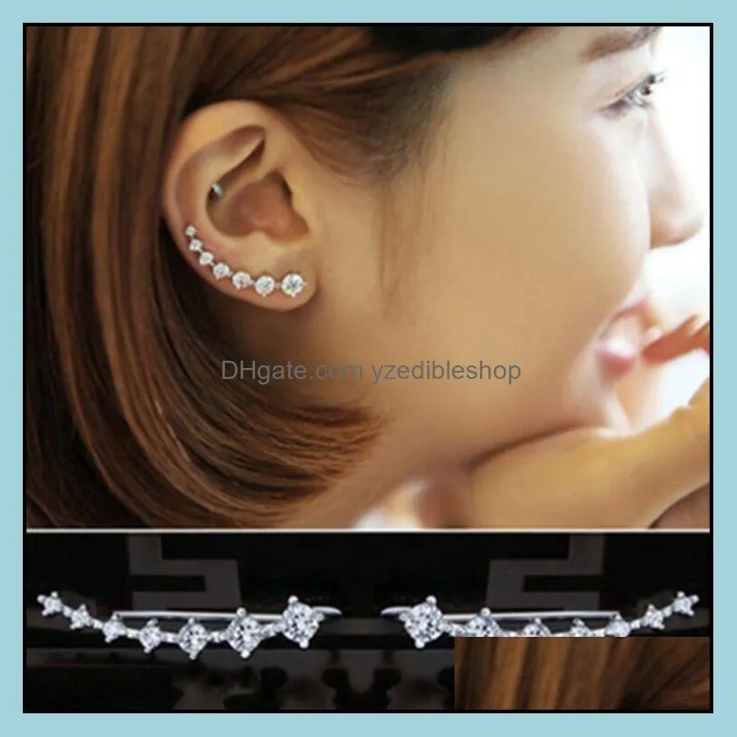 Ear Cuff örhängen smycken 2022 Super Shiny Zircon Sier Gold Hook Clip for Women Partihandel Present Ears Row Drop Delivery 2021 Fe8z0