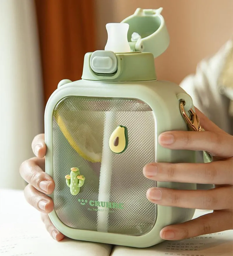 Water Bottles female cute large-capacity student portable creative Korean version with straw plastic cup