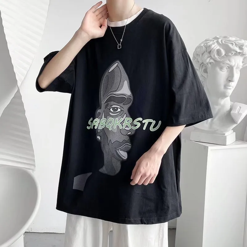 Hip Hop-stil män t-shirts sommar kortärmad streetwear harajuku bomullstshirts för män grafisk avslappnad lös unisex topps 0615