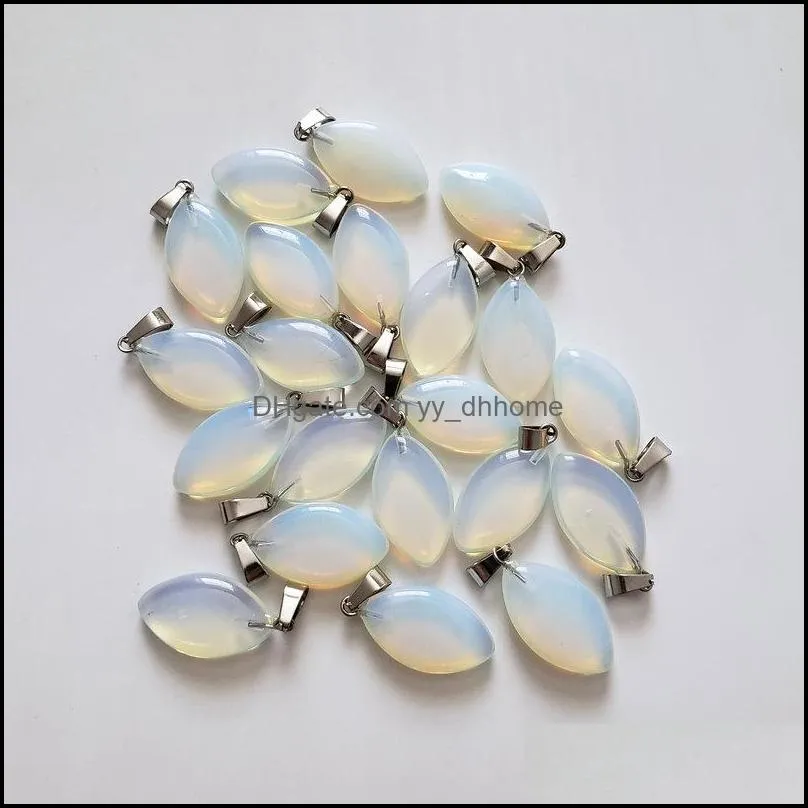 wholesale 50pcs/lot natural opal stone horse eye shape charms pendants for necklaces diy accessories making