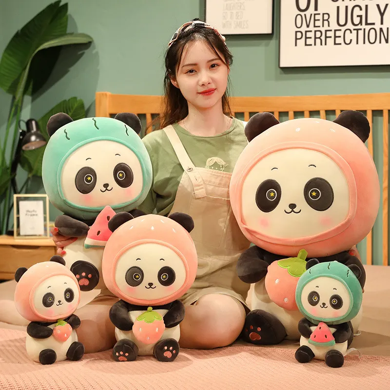 Cartoon pierced panda doll cute super cute simulation plush toy ice mascot girl children's day gift