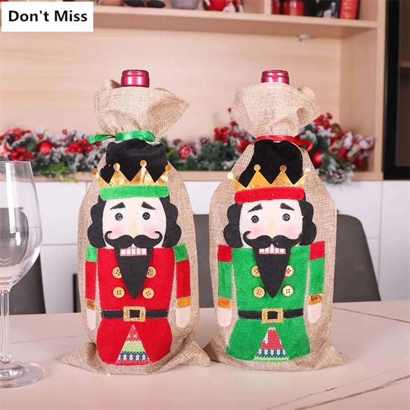 Nutcracker kersttas voor cadeau kerstdecoraties voor thuis Nieuwjaar 2021 Kerstwijntas T200909