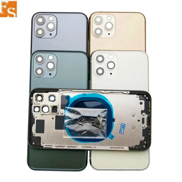 iPhone 11の最高品質のハウジング11 11 Pro Max 11Pro 11Pro 11Proガラス中央フレームシャーシフルハウジングアセンブリバッテリーカバードア