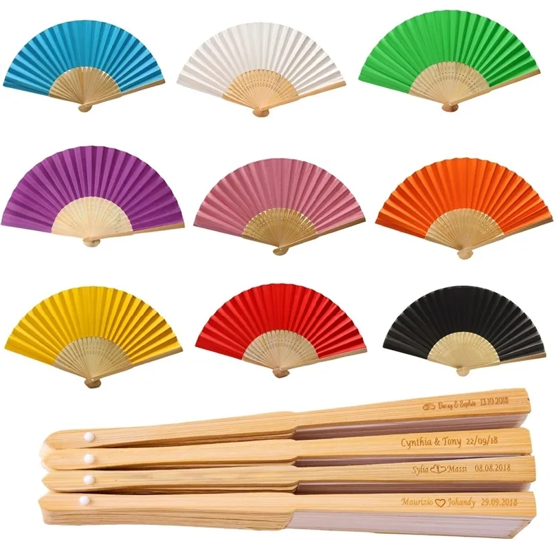 50pcs Personalisierte Klapppapier Handlüfter Faltvintage -Papierfans Hochzeitsfeier Gefälscht