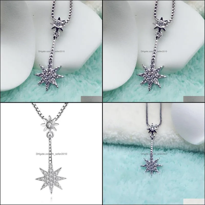 Colares pendentes IMITAÇÃO SIERN IMITAÇÃO 925 ACESSORES DE CEDIMENTO DE CARTAMENTO MULHERES PLATED CHICJEWelry Lucky Star Drop Deliver