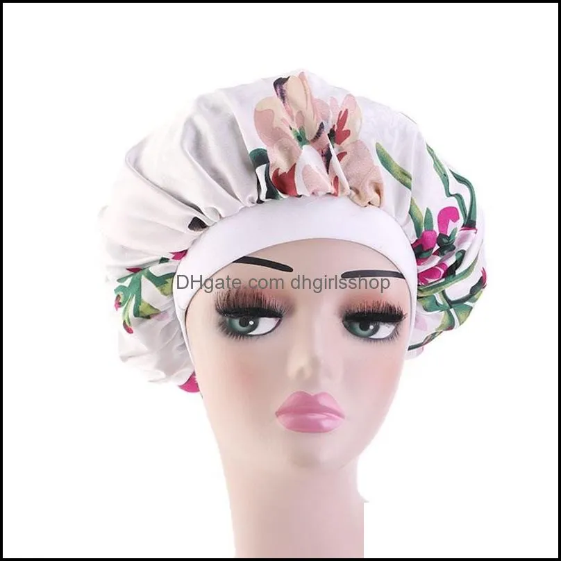 Fashion Women Imitation Silk Turban Elastic Muslim Hat Chemo Cap Floral Print Headwrap Soft Sleeping Hat Beanie Hijabs Accessories