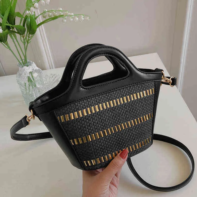 Designer Luxury Women's Tote Bags Summer Lady Beach Shoulder Crossbody Simple Bag Female Straw Basket Bags Vintage Handbags 220608