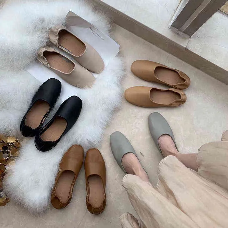 Pantoufle Femmes Plat Nouvelle Ballerine En Cuir Souple Mocassin