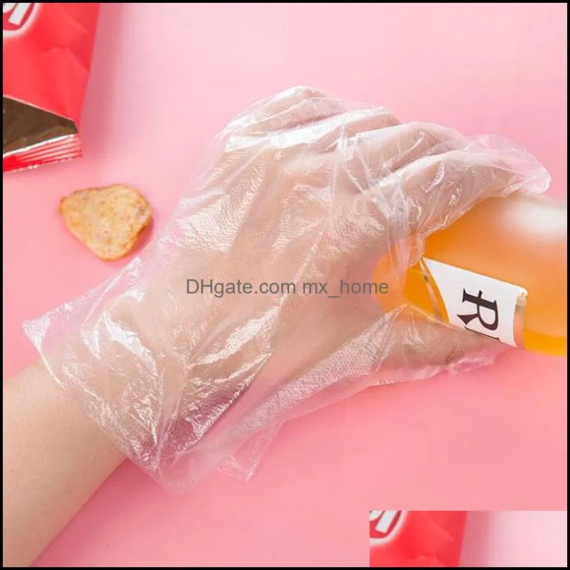 Cheapest Disposable food grade disposable gloves 100pcs/bag transparent thickened beauty housekeeping health gloves with colorful retail