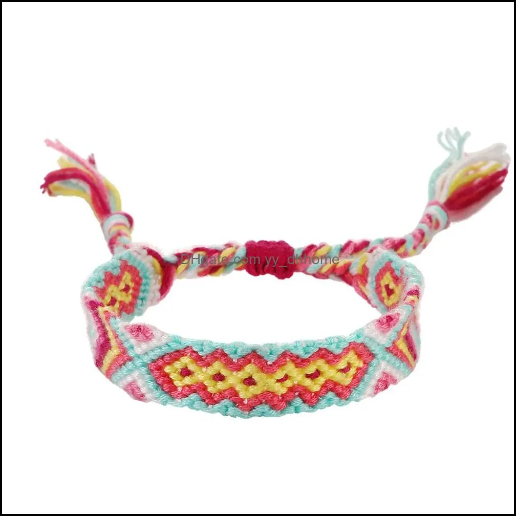 Bohemian Thread Bracelet Retro Handmade Boho Multicolor String Cord Woven Braided Friendship Bracelets For Women Men Lucky Jewelry