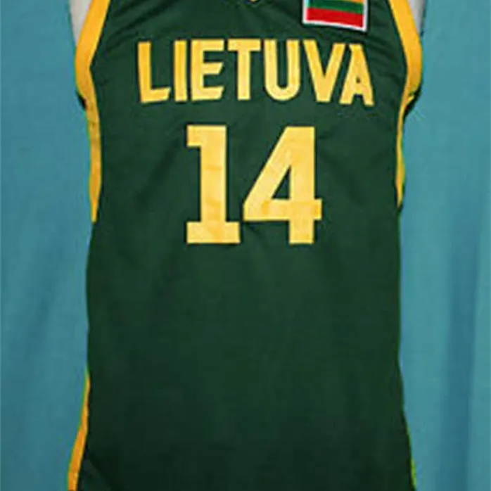 SJZL98 # 14 # 14 Jonas Valanciunas Lietuva Litvanya Retro Klasik Basketbol Jersey Mens Dikişli Özel Numara ve Ad Oyunları