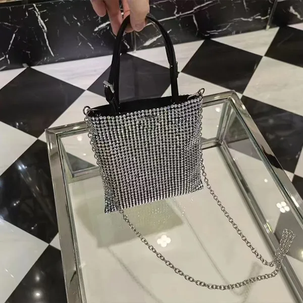 Hohe Qualität Tragetaschen Neue Kristall Diamant Mini Flash Bags Mode Vielseitige Abendessen Tasche Freizeit Bling Handtasche Weibliche Duchesse Geschmiedete Gesicht Einzelner Schultergriff