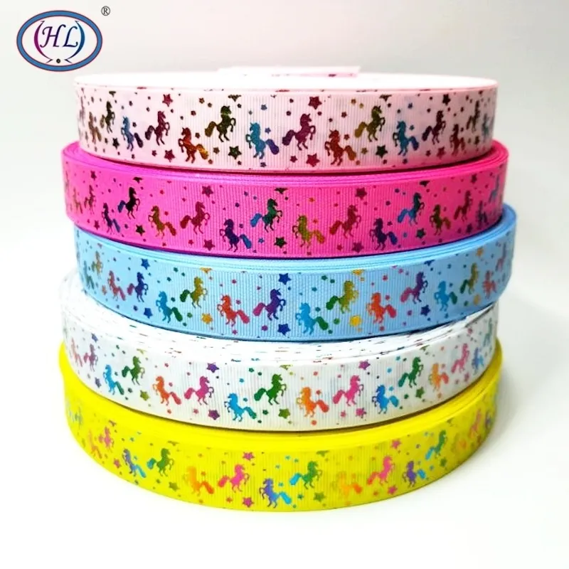 Julband HL 5 meter 25 mm stämpel Grosgrain Ribbons Wedding Party Decoration DIY Syhantverk för att göra hårbågar Y201020