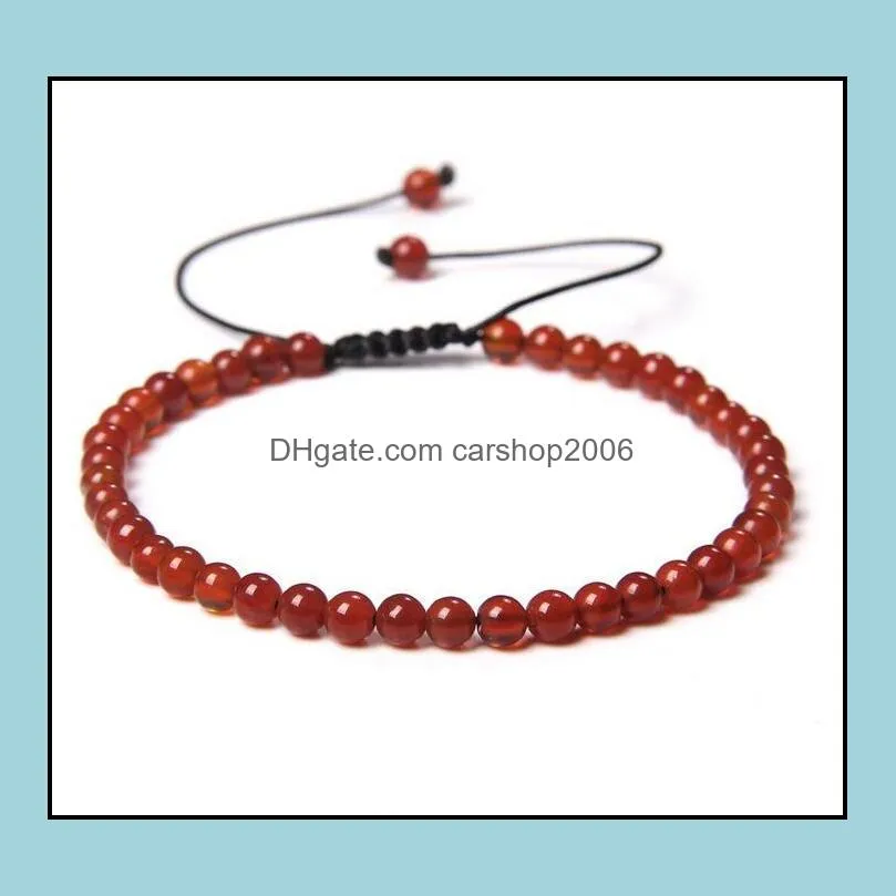 4mm Stone Beads Strands Bracelet For Women Natural Agates Onyx Lapis Lazuli Woven Bracelets Adjustable Jewelry