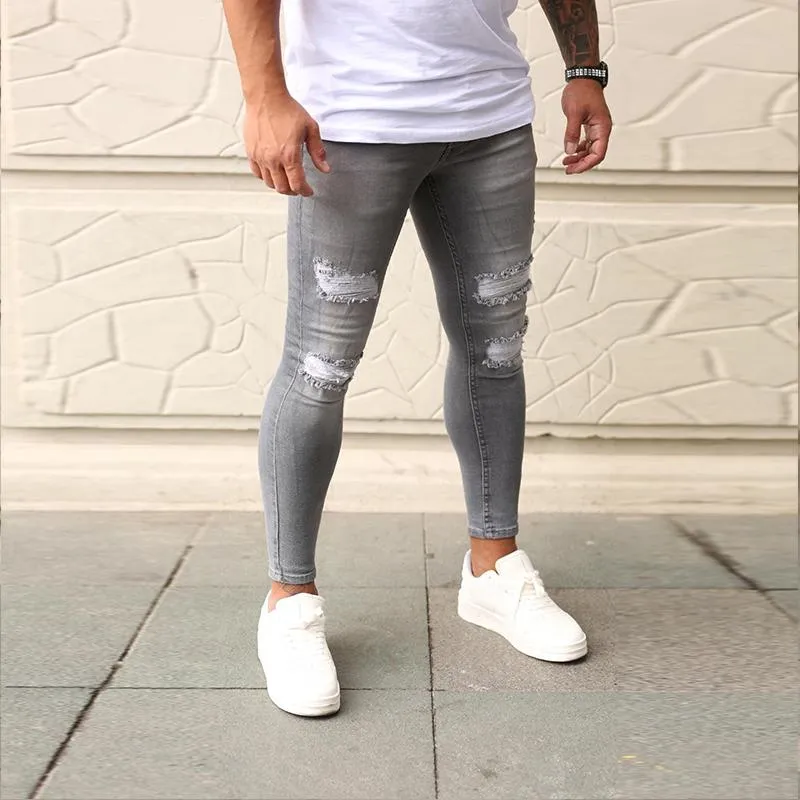 Herren Jeans 2022 Streetwear Männer Farbe Dünn zerstört zerstört gebrochen