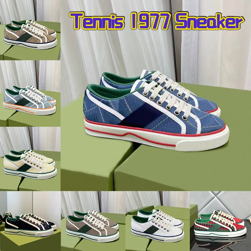 LUXURYS TENIS 1977 Sneaker Canvas Projektanci swobodne buty lniane tkanina Ebony czarny bawełniany motyw houndstooth jasnoniebieski czerwony dżinsowy dżins