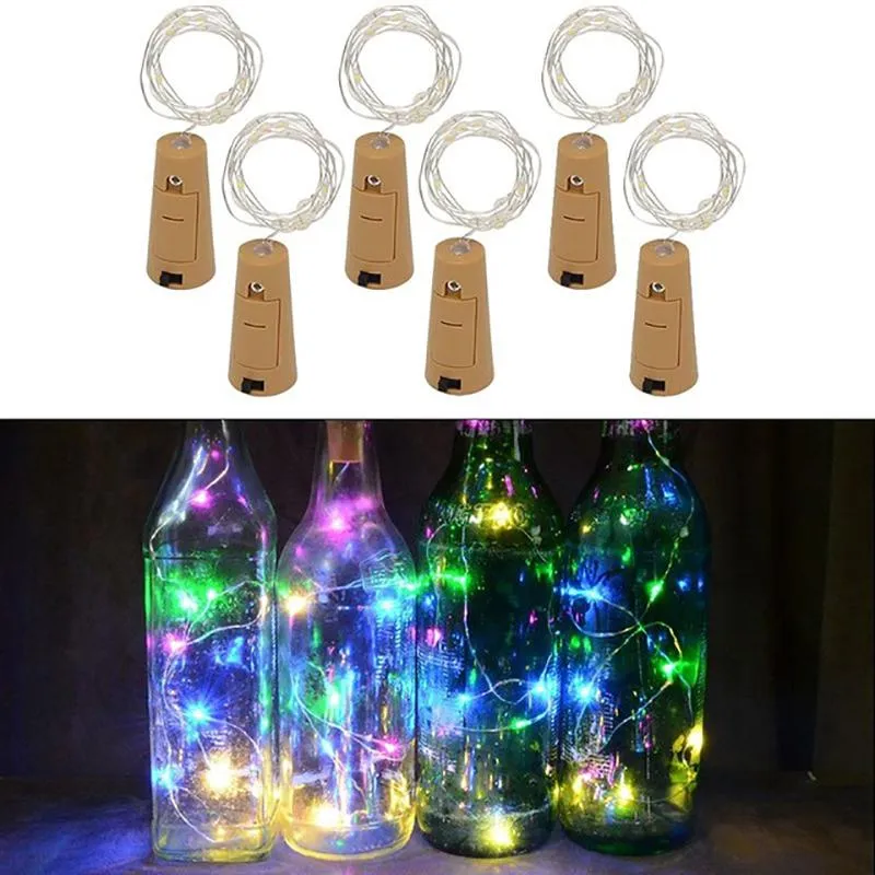 Strängar datorer vin flaska ljus med kork led stränglampor batteridriven fairy garland julfest bröllop bar dekorationed