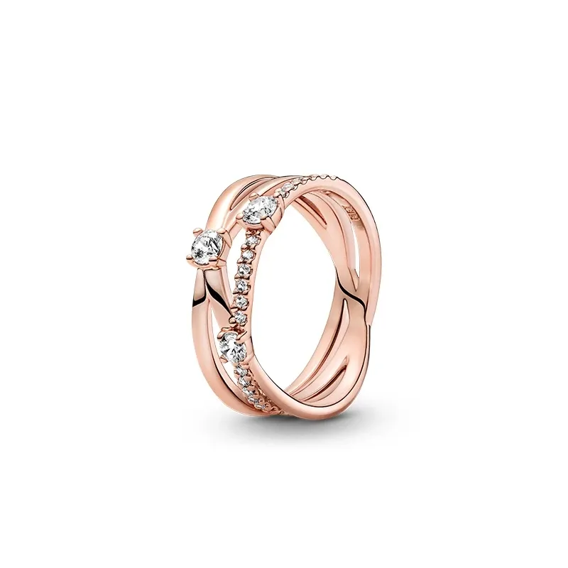 18K Розовое золото ослепительное Daisy Meadow Scopable Ring для P 925 Стерлинговые дизайнерские кольца с оригинальным Box2087677