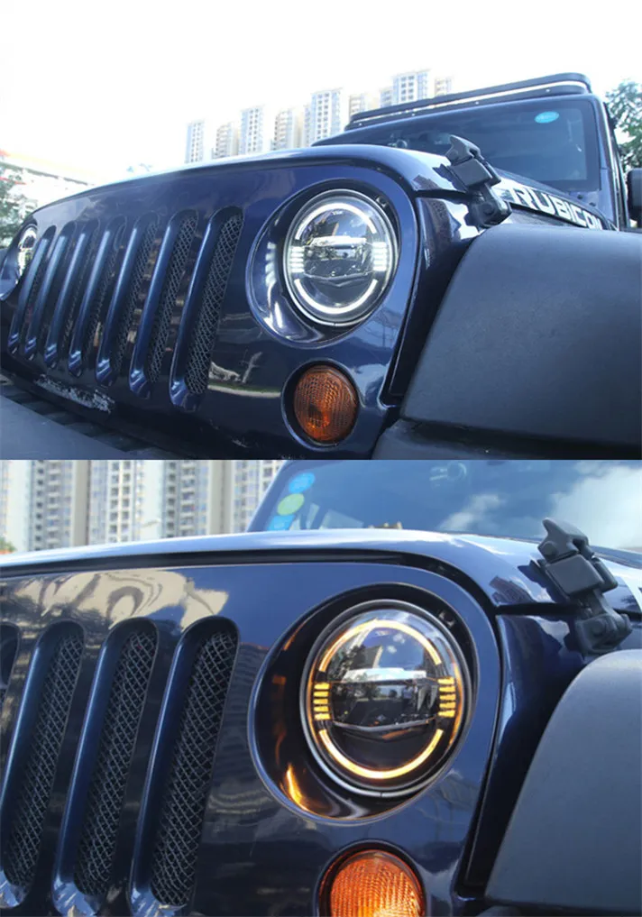 Headlight Bulbs For Jeep Wrangler JK 7 Round Beam Headlights Pair 7 ...