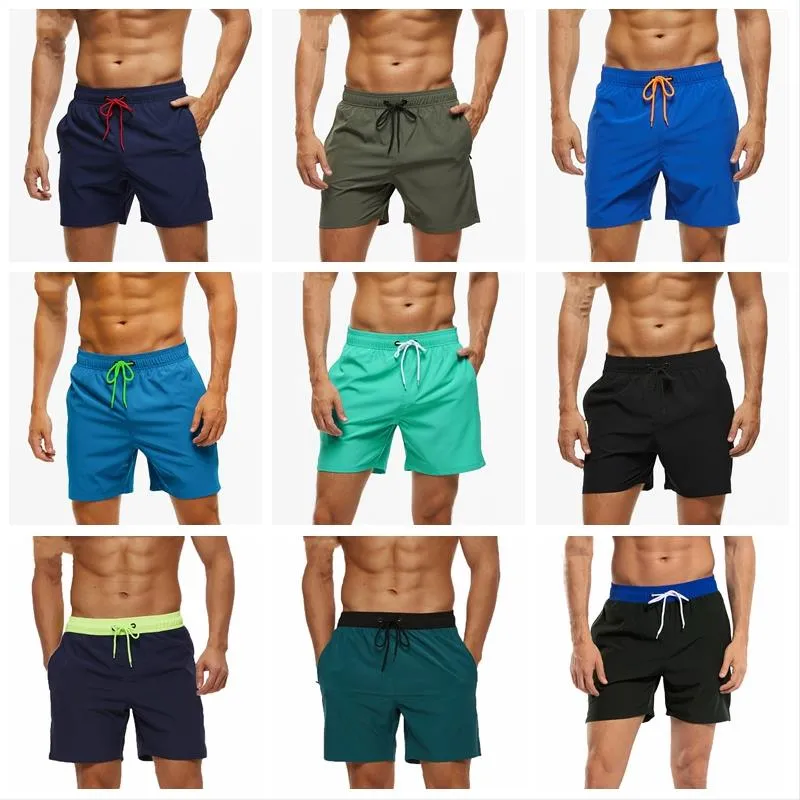 Chatershorts Men's Nating Trunks Natação Seaside Shorts Beachwear Cor Sólida Homens Casual Shorts Back Bolso Zipper Calças Estique surfando BA8040