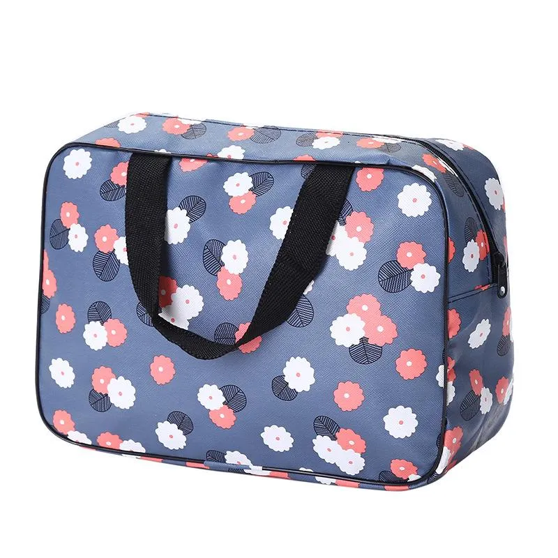 Astucci per cosmetici Astuccio per borsa da toilette da viaggio per ragazza esterna Femal Zipper Makeup Organizer Fashion Flower Print Women Tote Large BagCosmetic