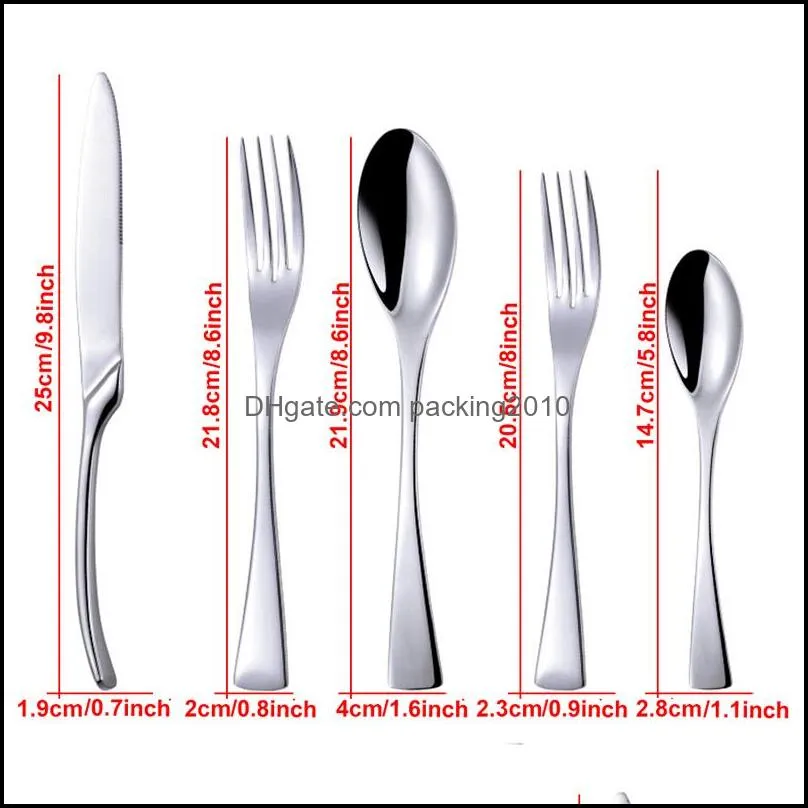 portable 5 pcs/set stainless steel silver western dinnerware cutlery knife spoon fork set dessert fork tea spoon tableware set vt1528