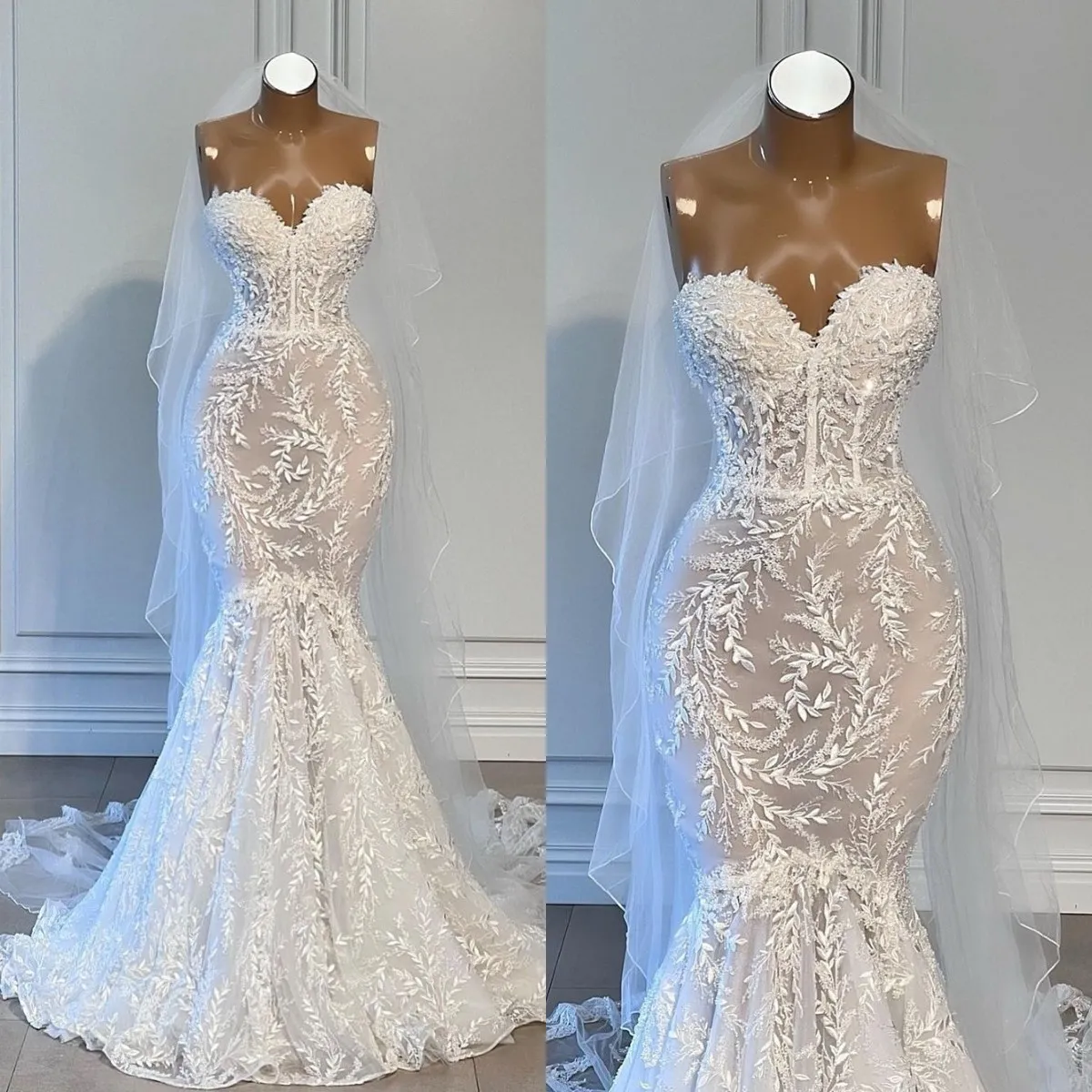 Robes De Mari?�e Sir?�ne Modernes Pour Femmes Ch?�rie Robes De Mari?�e Romantiques Illusion Dentelle 