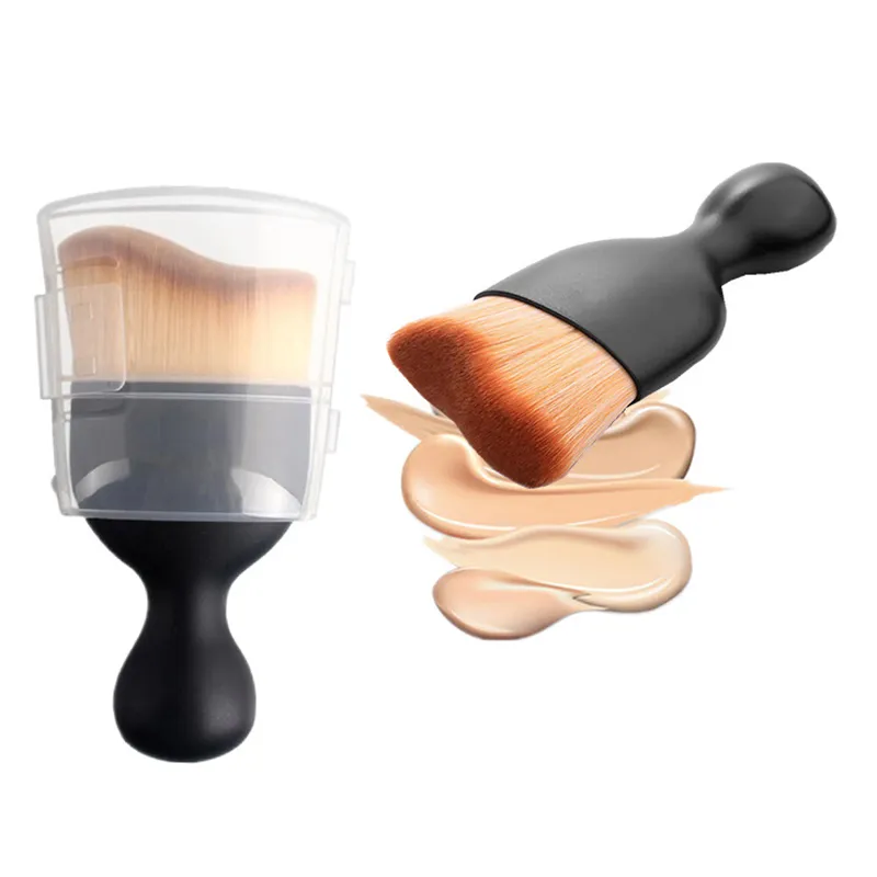 Pinceau de maquillage vague forme de cheveux incurvés Base de verre à vin fond de teint cosmétique pinceau Contour maquillage pinceau avec couvercle