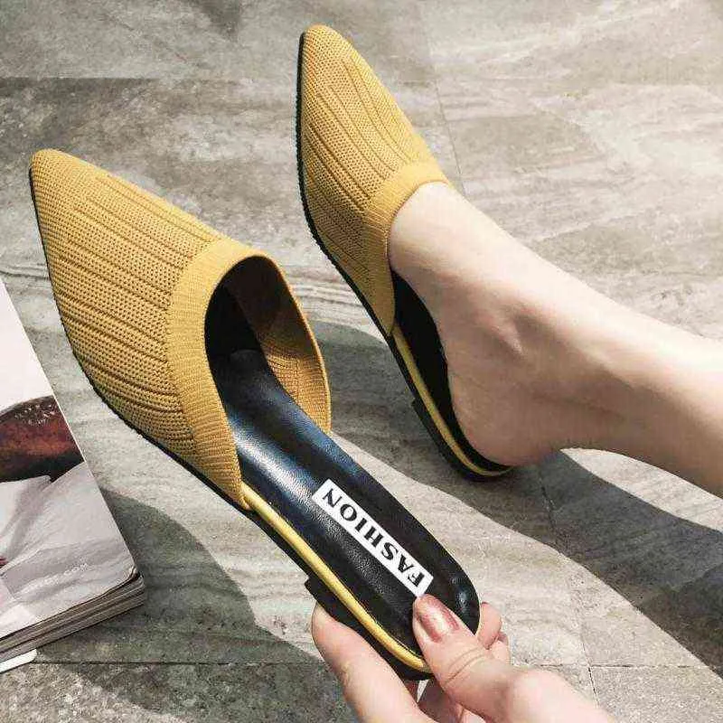 2022 New Women's Summer Mules Fashion Pointed Female Flip Flop Party Office tofflor Flat Sandals Ytmtloy Indoor Zapato Mujer 220610