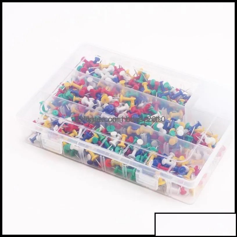 Filing Products Supplies School Business Industrial500 Pcs/Lot Decorative Standard Push Pins Mti Color Good For Home & Office Using Drop