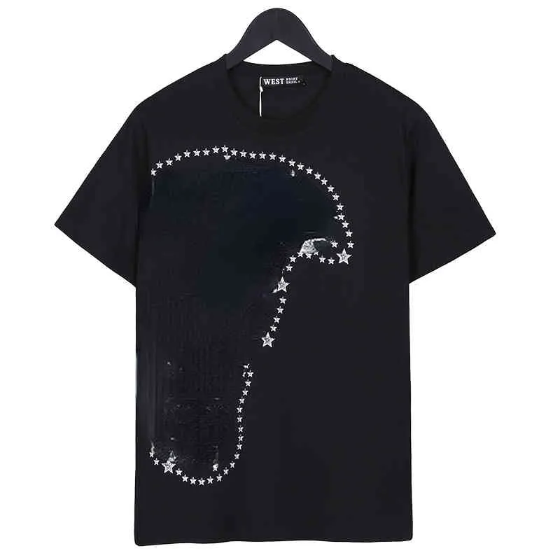 2022 Summer Half Face Medusa Star Printed Sleeve Bottom Shirt Men's and Women's Par's Short Youth T-Shirt Designer T Shirts for Men