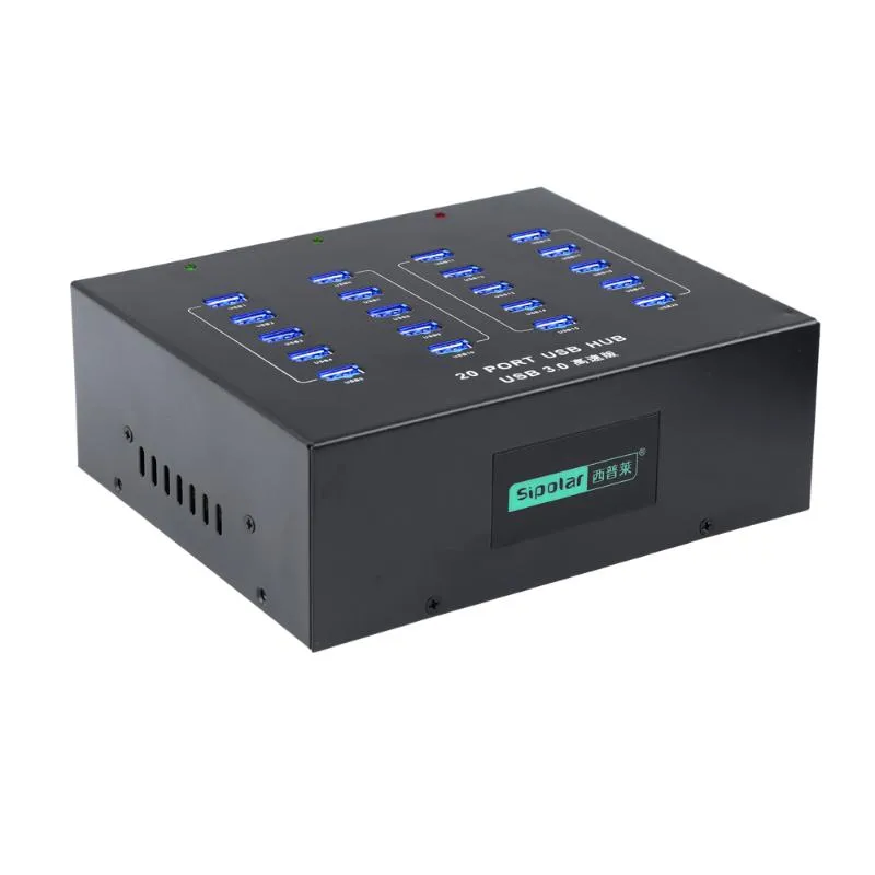 Hubs Sipolar Industrial inbyggd 100-240V 110W Powered Adapter High Speed ​​5Gbps 20 Ports USB Charger Hub 3.0 För gruvarbetare 3G 4G Modemusb