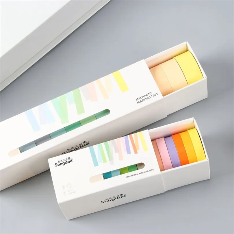 Washi -tapeset 12x Decoratieve Washi Rainbow Sticky Paper Maskering Lijm Tape Scrapbooking Diy T200229 2016