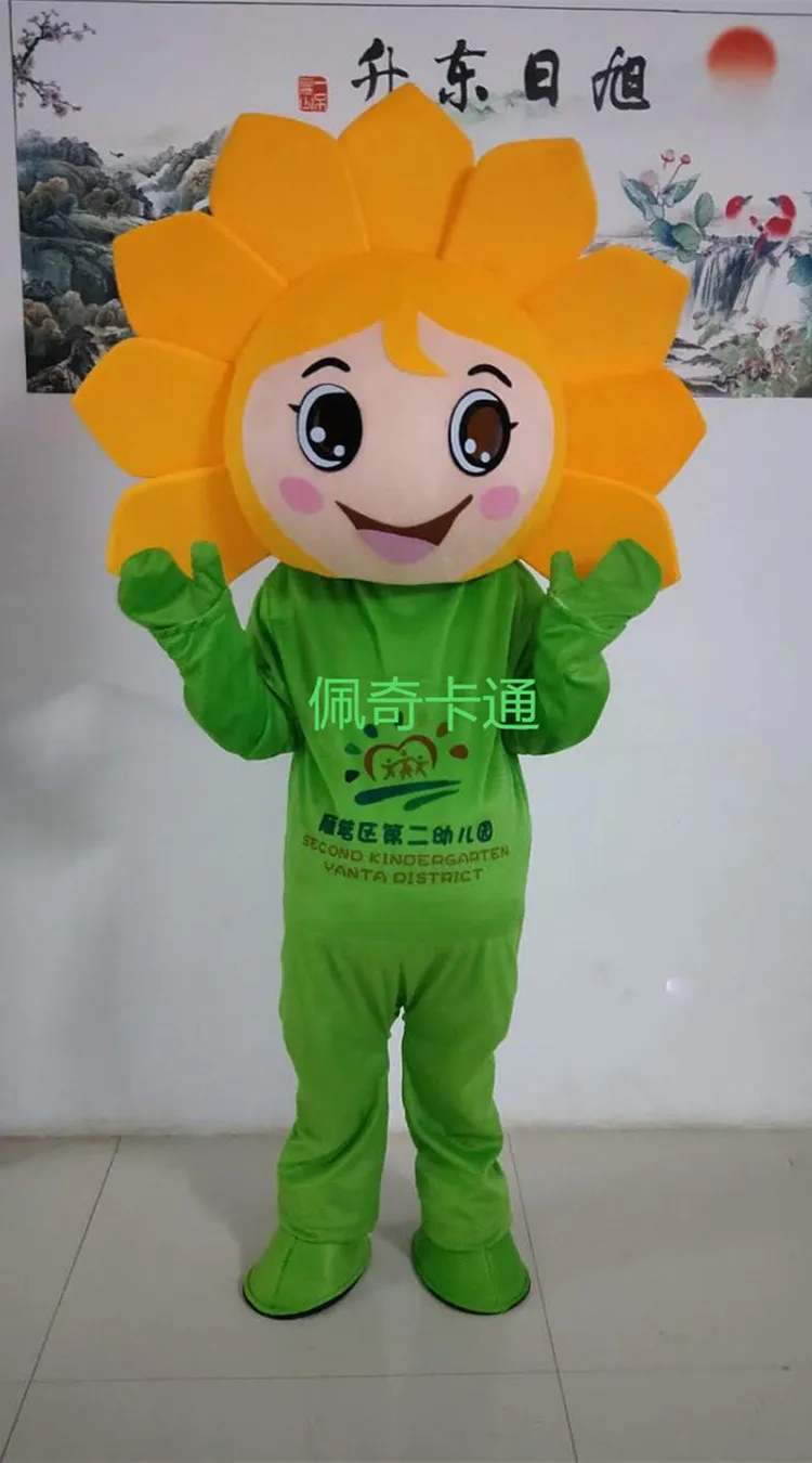 Słonecznik Maskotki Kostium Słońce Kwiat Dorosłych Rozmiar Cartoon Party Stroje Odzież Reklama Carnival Halloween Wielkanoc Party Mascot
