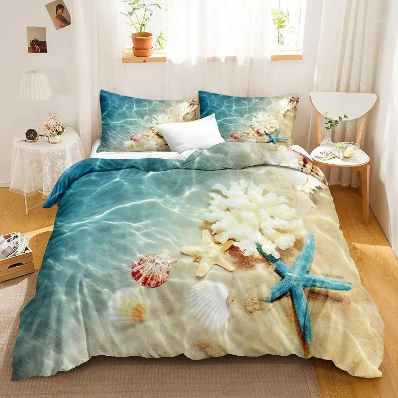 Bedding Sets Ocean Duvet Cover Set Coastal Beach Turquoise Comforter Twin 1 Pillowcases