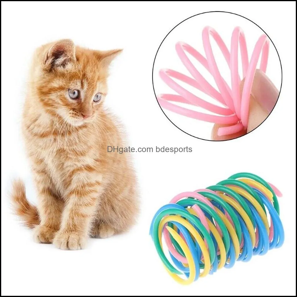 Cat Spring Toy Pet Pet Pl￡stico Wide Colorf Springs Toys A￧￣o Entrega interativa dur￡vel 2021 Supplies Home Garden 1Boqg