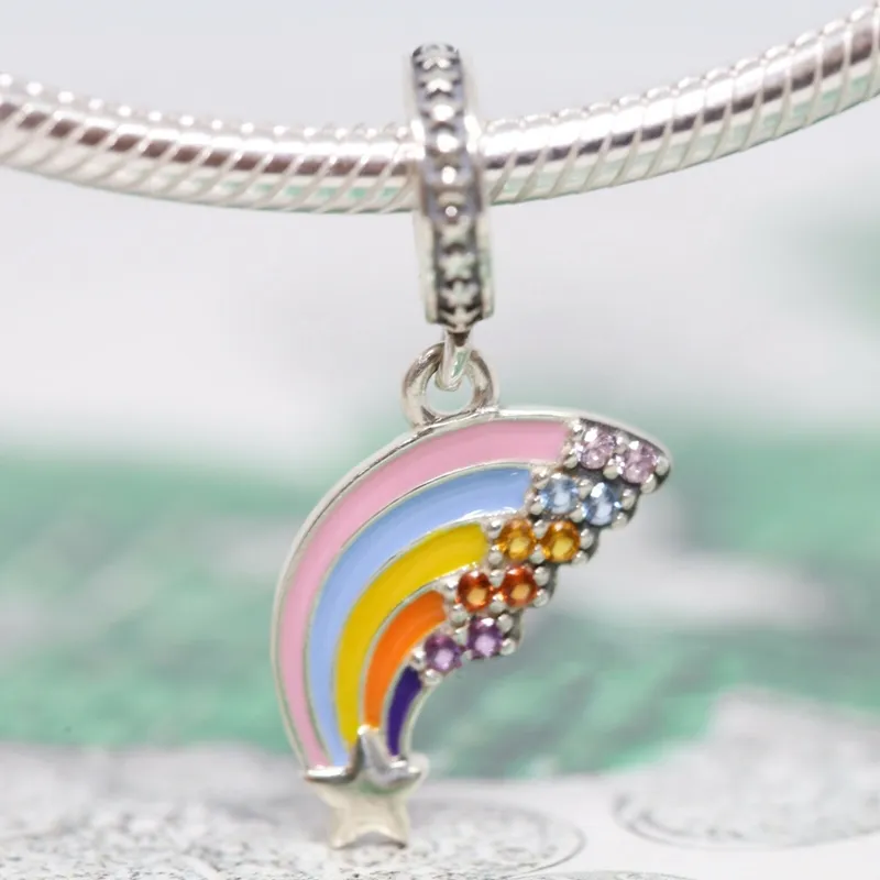 Coloré Rainbow Dangle Charme 925 Silver Pandora Charms pour Bracelets Diy Bijoux Faire des kits perles en vrac argent en gros 799351C01