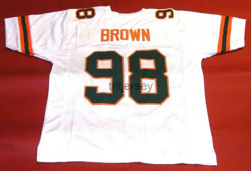 Anpassad Jerome Brown Miami Hurricanes White Jersey Ed Lägg till valfritt namnnummer