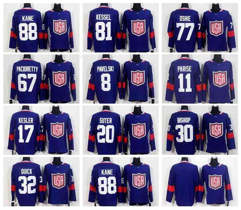 World Cup 2016 Team USA Hockey Jerseys US 11 Zach Parise 88 Patrick Kane 81 Phil Kessel 32 Jonathan Quick 67 Max Pacioretty 17 Ryan Kesler